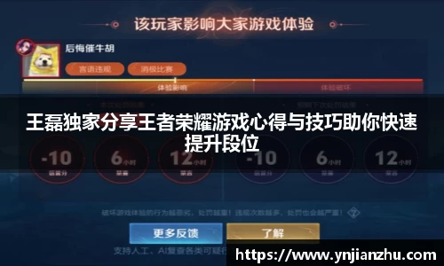 王磊独家分享王者荣耀游戏心得与技巧助你快速提升段位